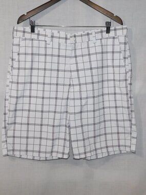 Ben Hogan Mens 38 White Gray Plaid Check Golf Shorts